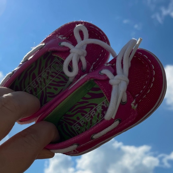 Baby hot pink sparkle Sperrys boat shoes size 1 - Picture 6 of 6